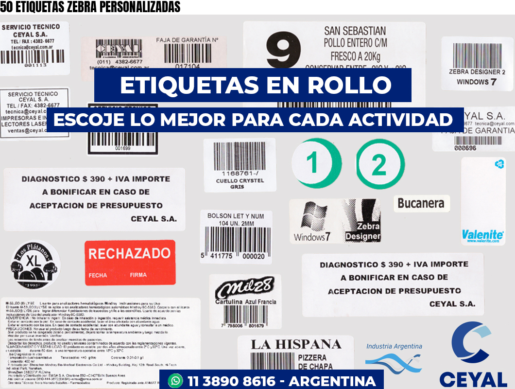 50 ETIQUETAS ZEBRA PERSONALIZADAS