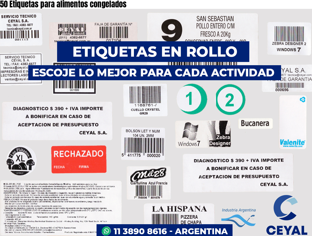 50 Etiquetas para alimentos congelados