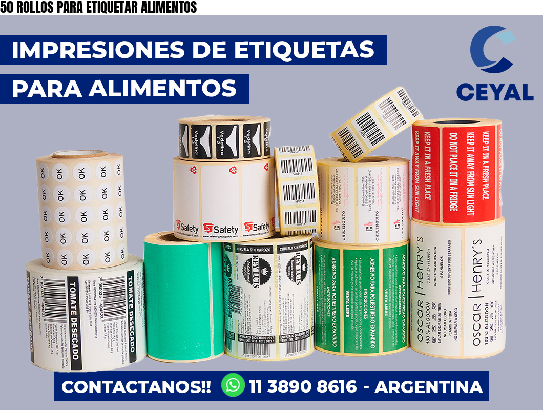 50 ROLLOS PARA ETIQUETAR ALIMENTOS
