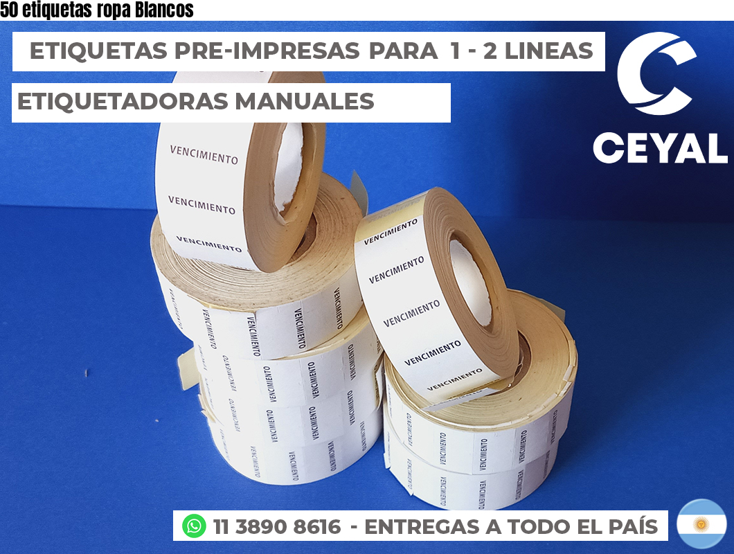 50 etiquetas ropa Blancos