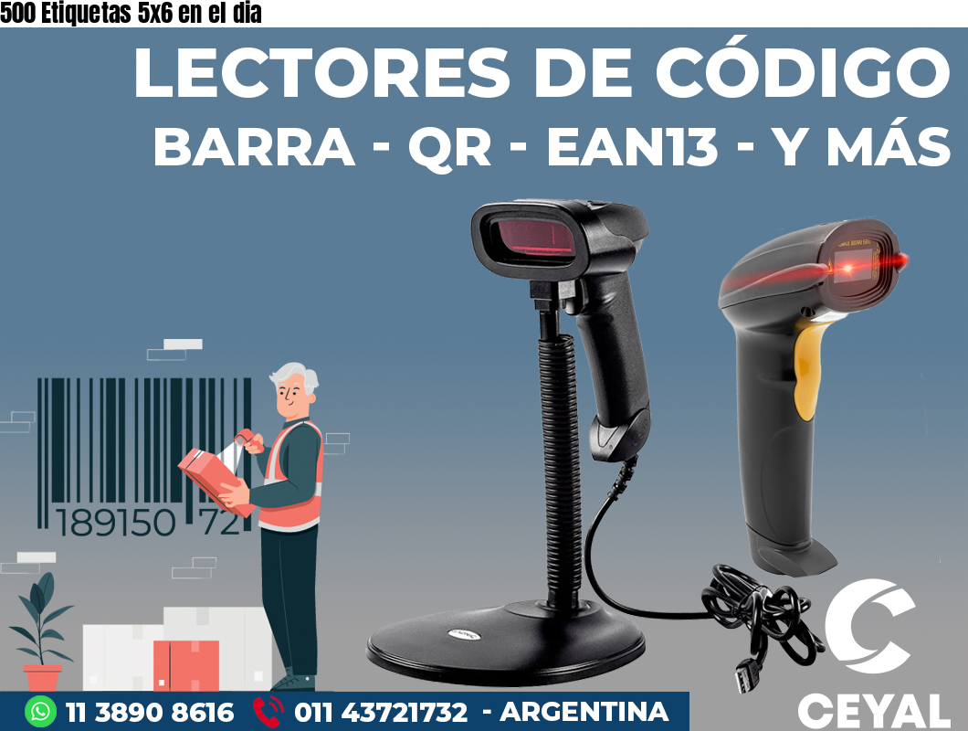 500 Etiquetas 5x6 en el dia