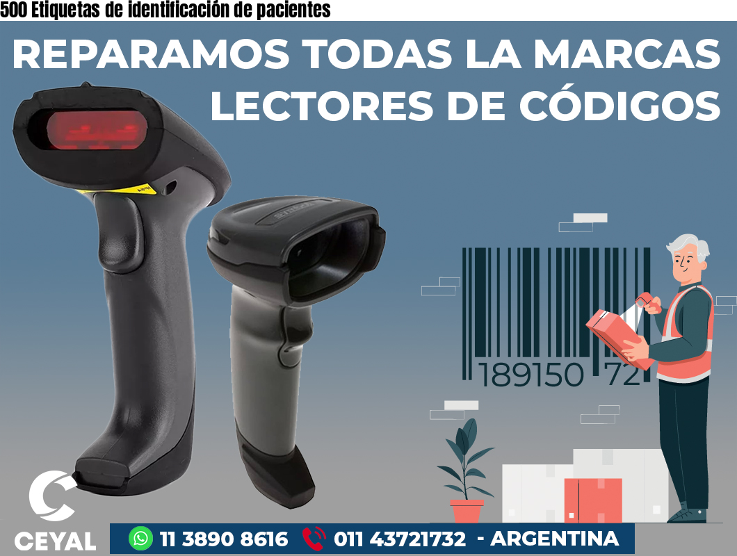500 Etiquetas de identificación de pacientes