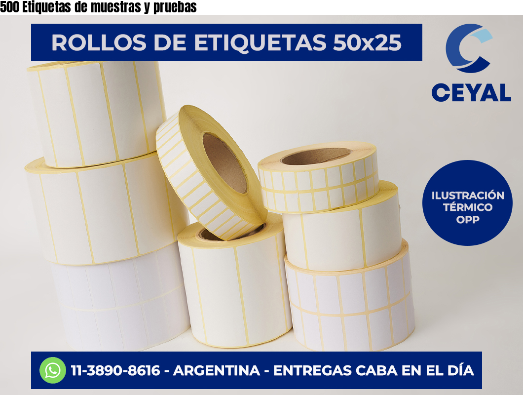 500 Etiquetas de muestras y pruebas