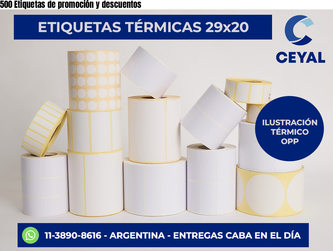 500 Etiquetas de promoción y descuentos
