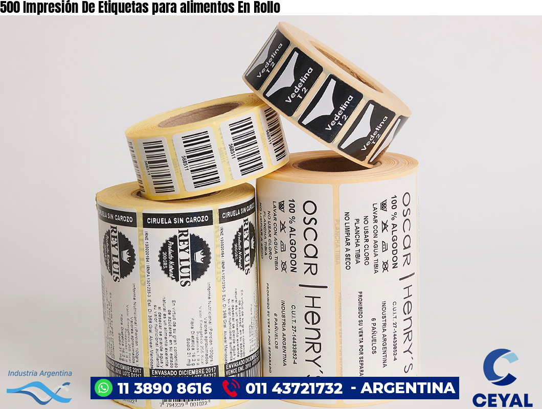 500 Impresión De Etiquetas para alimentos En Rollo