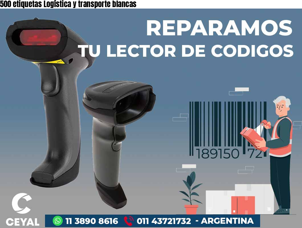500 etiquetas Logística y transporte blancas