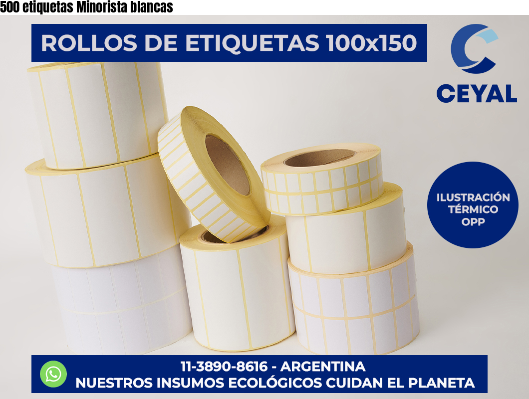500 etiquetas Minorista blancas