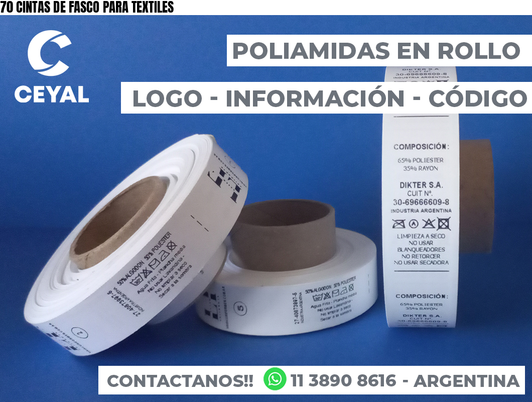 70 CINTAS DE FASCO PARA TEXTILES