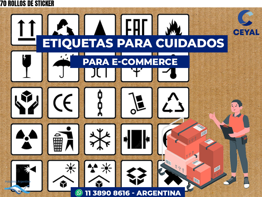 70 ROLLOS DE STICKER