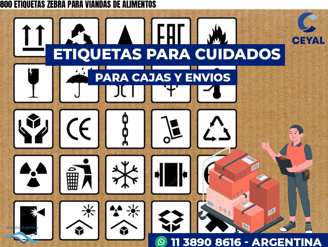 800 ETIQUETAS ZEBRA PARA VIANDAS DE ALIMENTOS