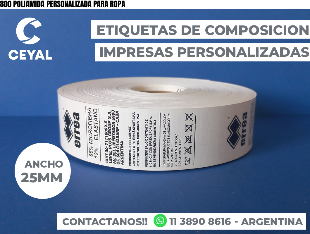 800 POLIAMIDA PERSONALIZADA PARA ROPA