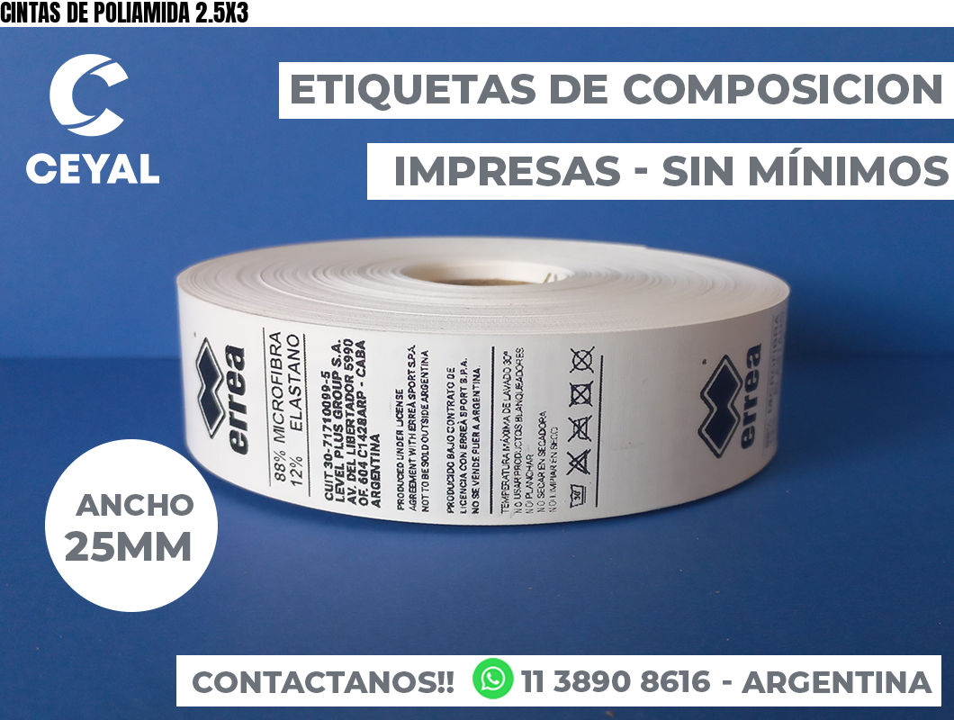 CINTAS DE POLIAMIDA 2.5X3
