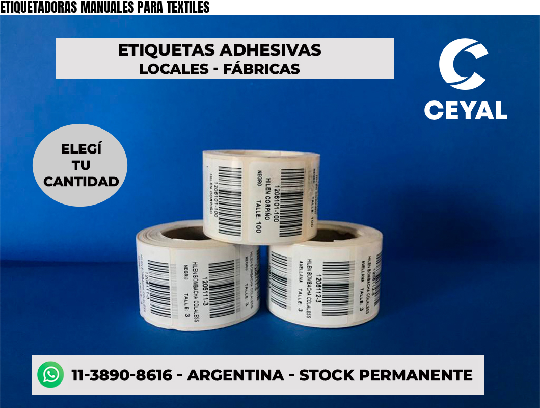 ETIQUETADORAS MANUALES PARA TEXTILES