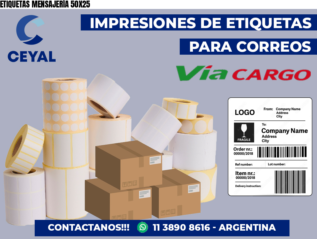 ETIQUETAS MENSAJERÍA 50X25