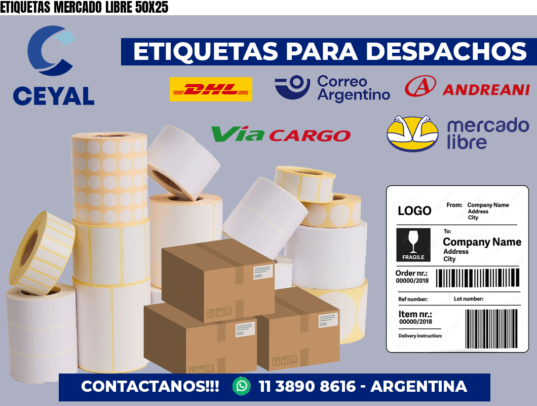 ETIQUETAS MERCADO LIBRE 50X25