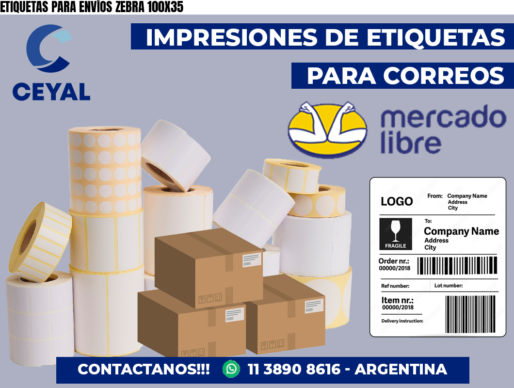 ETIQUETAS PARA ENVÍOS ZEBRA 100X35