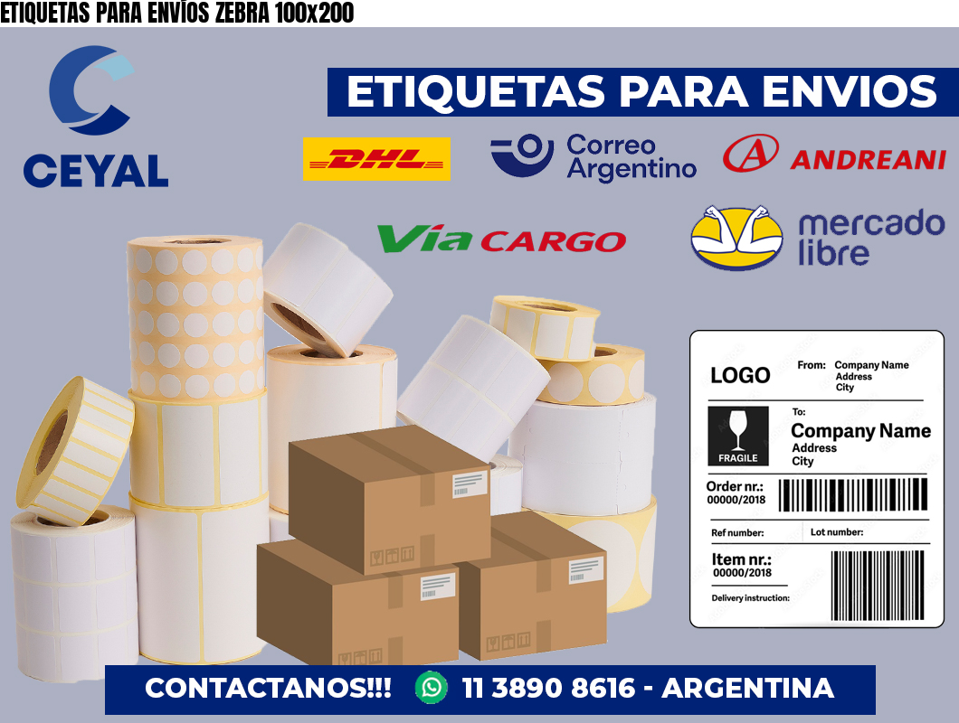 ETIQUETAS PARA ENVÍOS ZEBRA 100×200