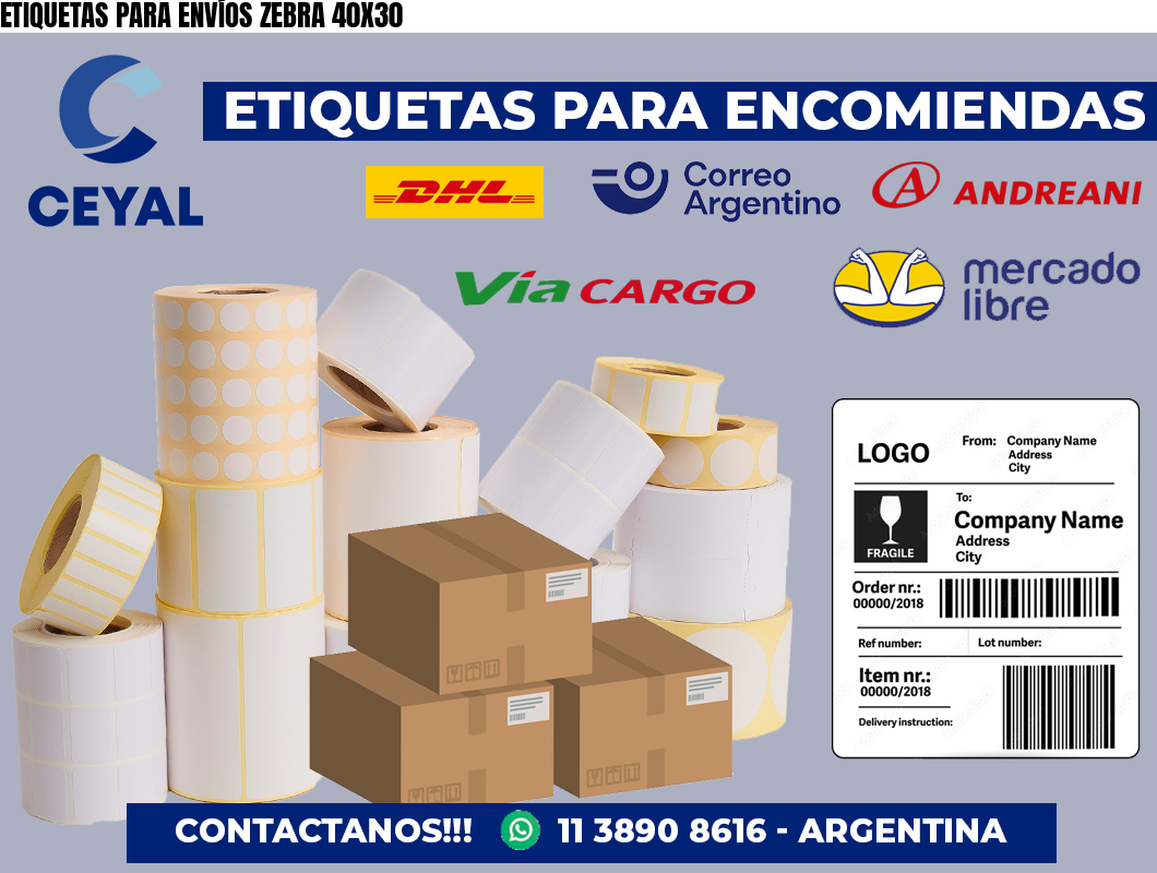 ETIQUETAS PARA ENVÍOS ZEBRA 40X30