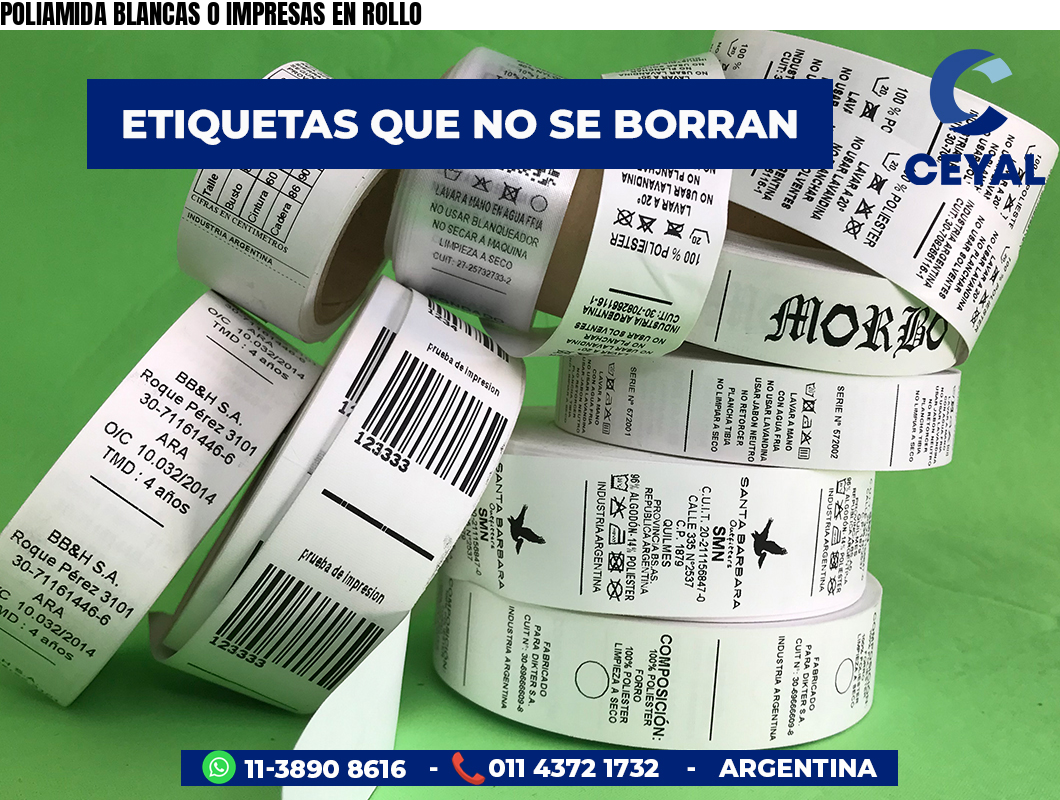 POLIAMIDA BLANCAS O IMPRESAS EN ROLLO