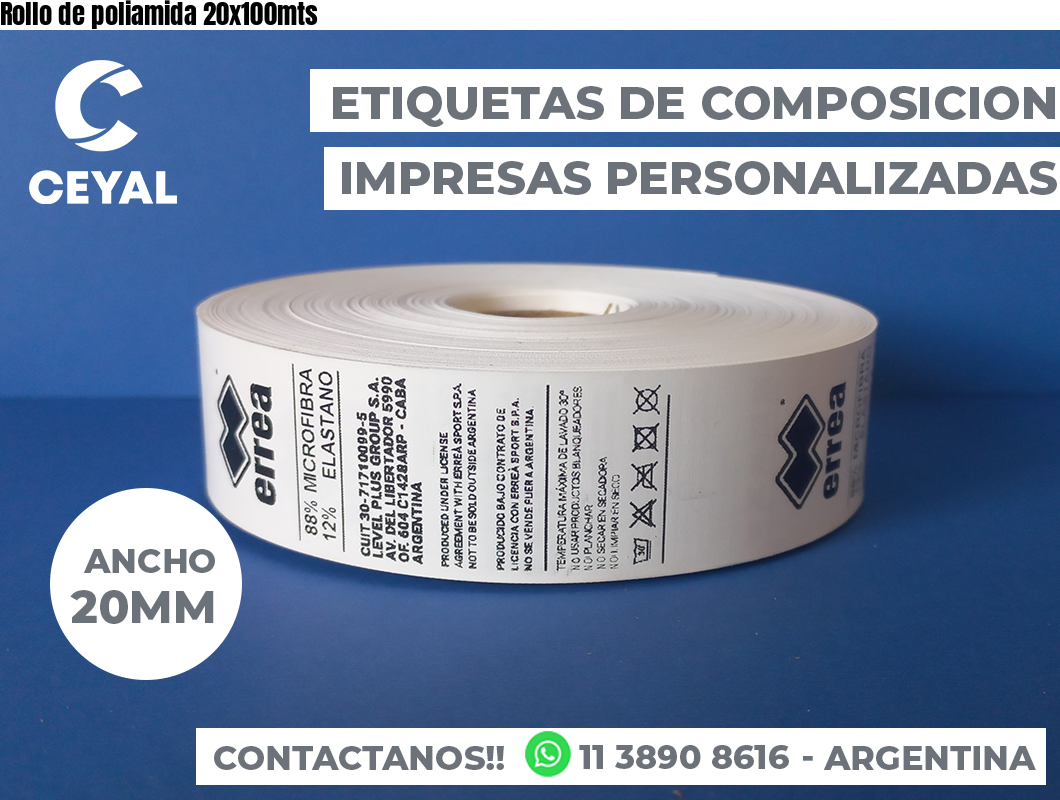 Rollo de poliamida 20x100mts
