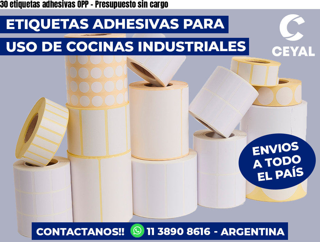 30 etiquetas adhesivas OPP - Presupuesto sin cargo
