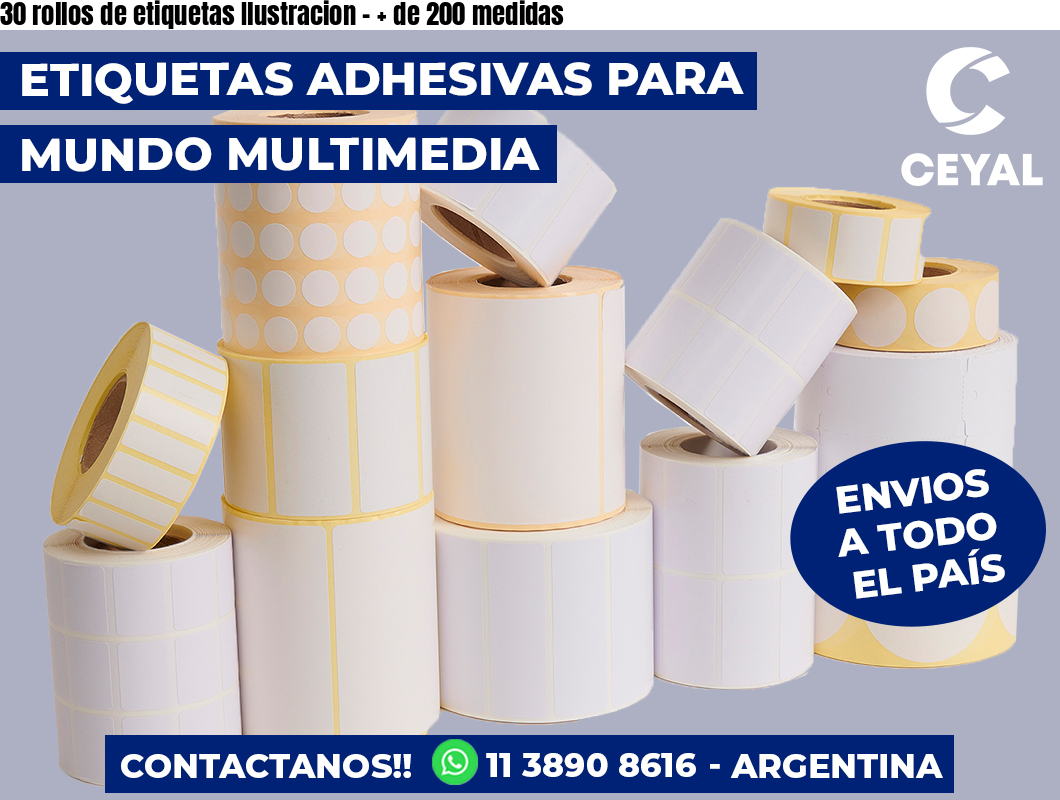 30 rollos de etiquetas Ilustracion - + de 200 medidas