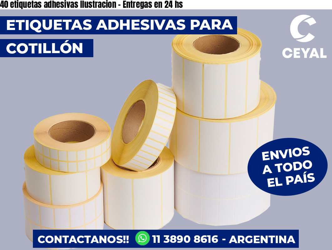 40 etiquetas adhesivas Ilustracion - Entregas en 24 hs