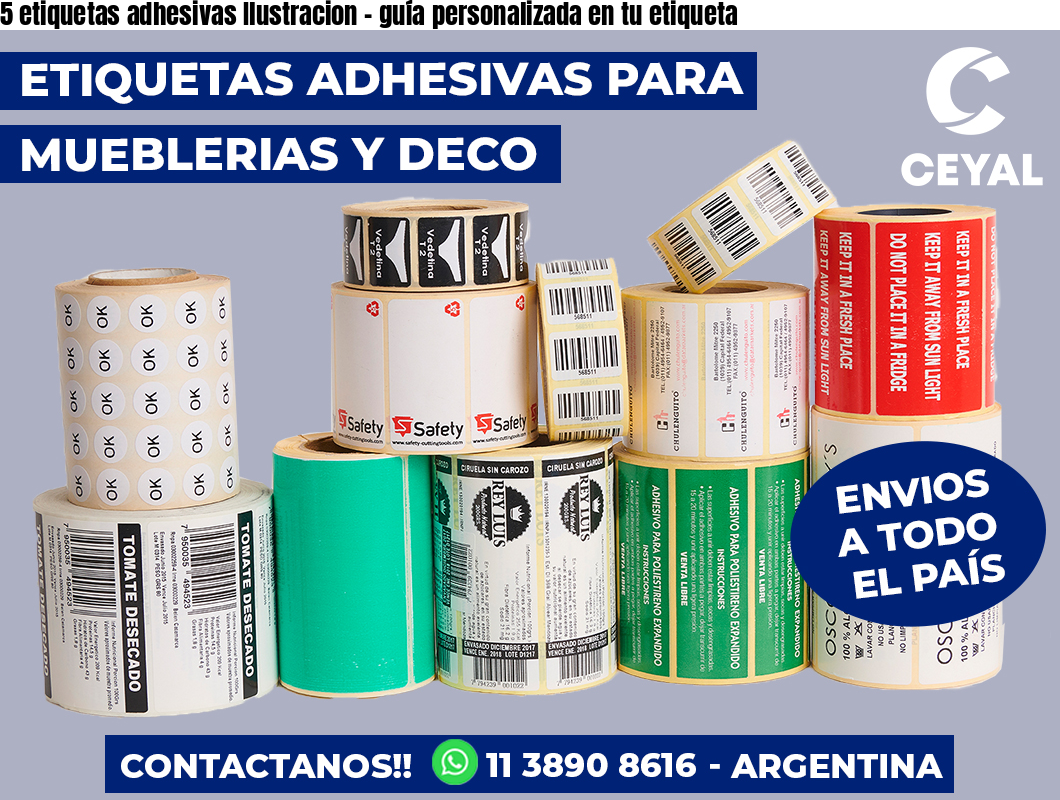 5 etiquetas adhesivas Ilustracion - guía personalizada en tu etiqueta