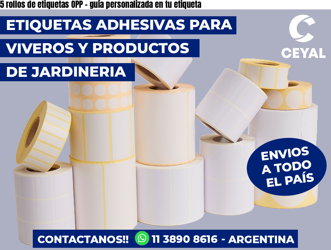 5 rollos de etiquetas OPP – guía personalizada en tu etiqueta
