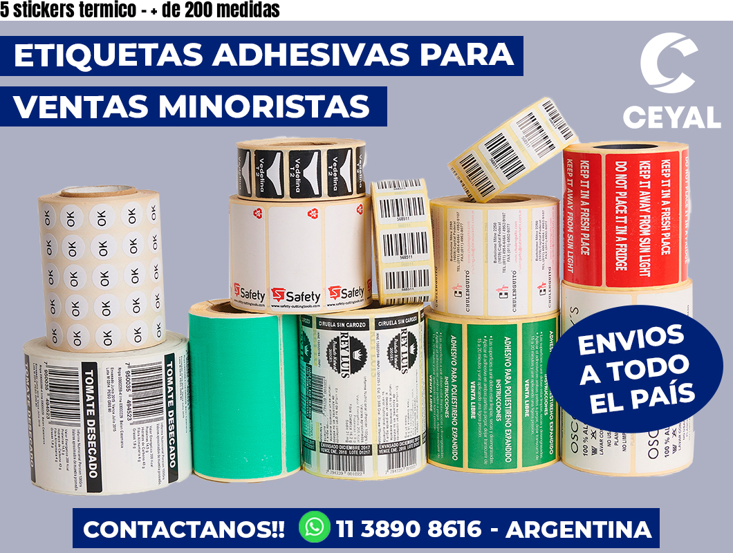5 stickers termico - + de 200 medidas
