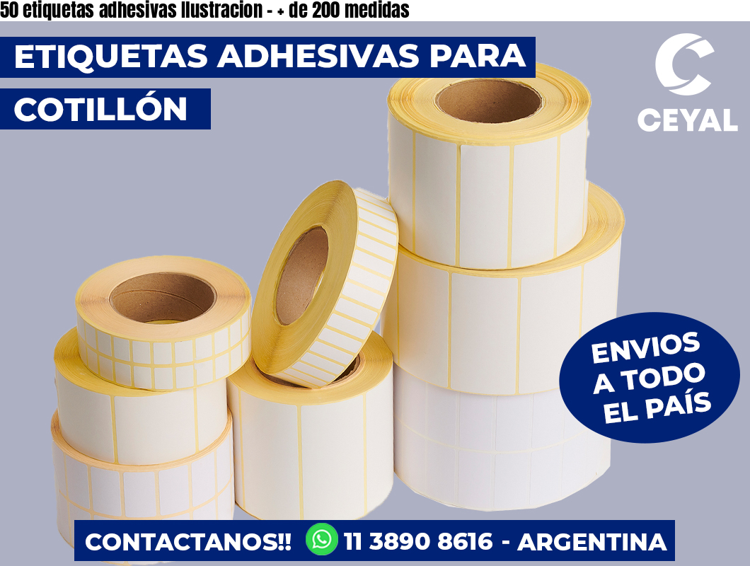 50 etiquetas adhesivas Ilustracion – + de 200 medidas