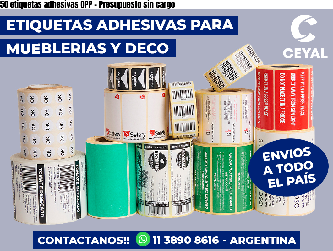 50 etiquetas adhesivas OPP - Presupuesto sin cargo