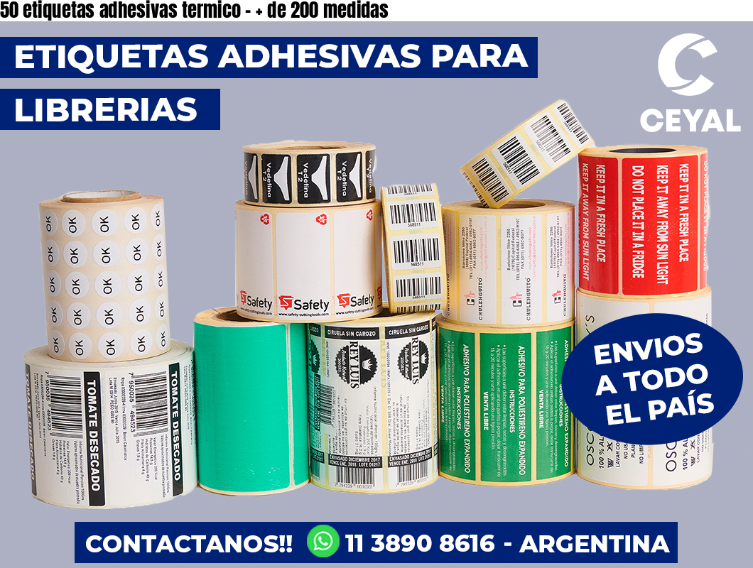 50 etiquetas adhesivas termico – + de 200 medidas