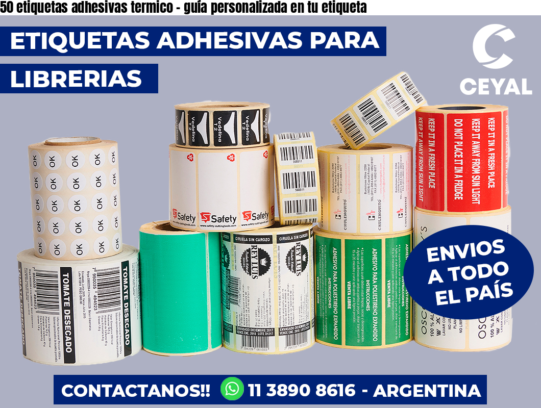50 etiquetas adhesivas termico – guía personalizada en tu etiqueta