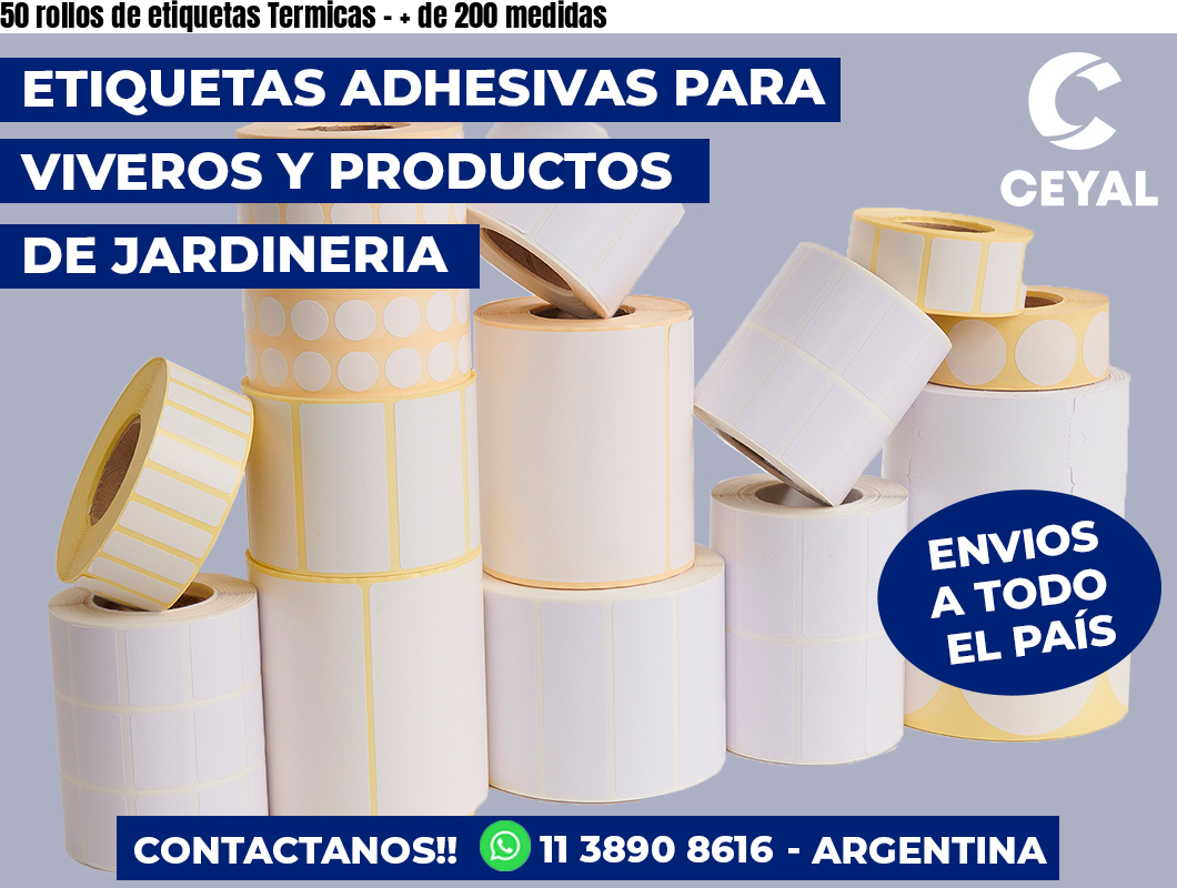 50 rollos de etiquetas Termicas - + de 200 medidas