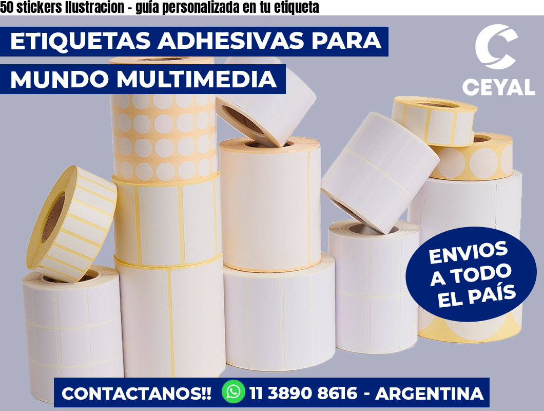 50 stickers Ilustracion - guía personalizada en tu etiqueta