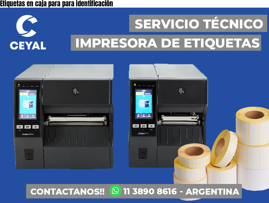 Etiquetas en caja para para identificación
