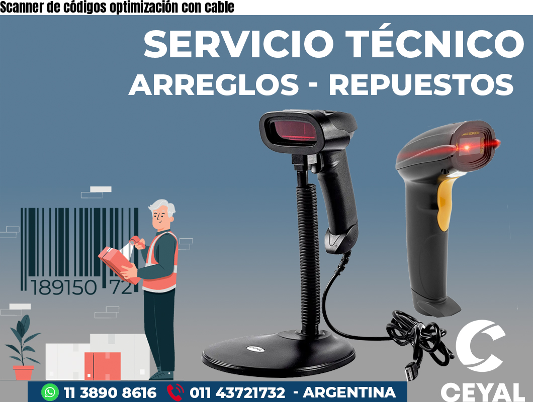 Scanner de códigos optimización con cable