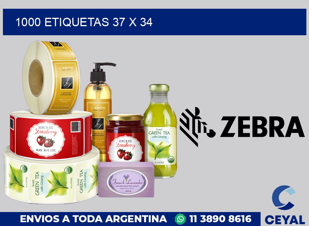 1000 etiquetas 37 x 34