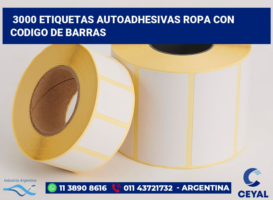 3000 Etiquetas autoadhesivas ropa con codigo de barras