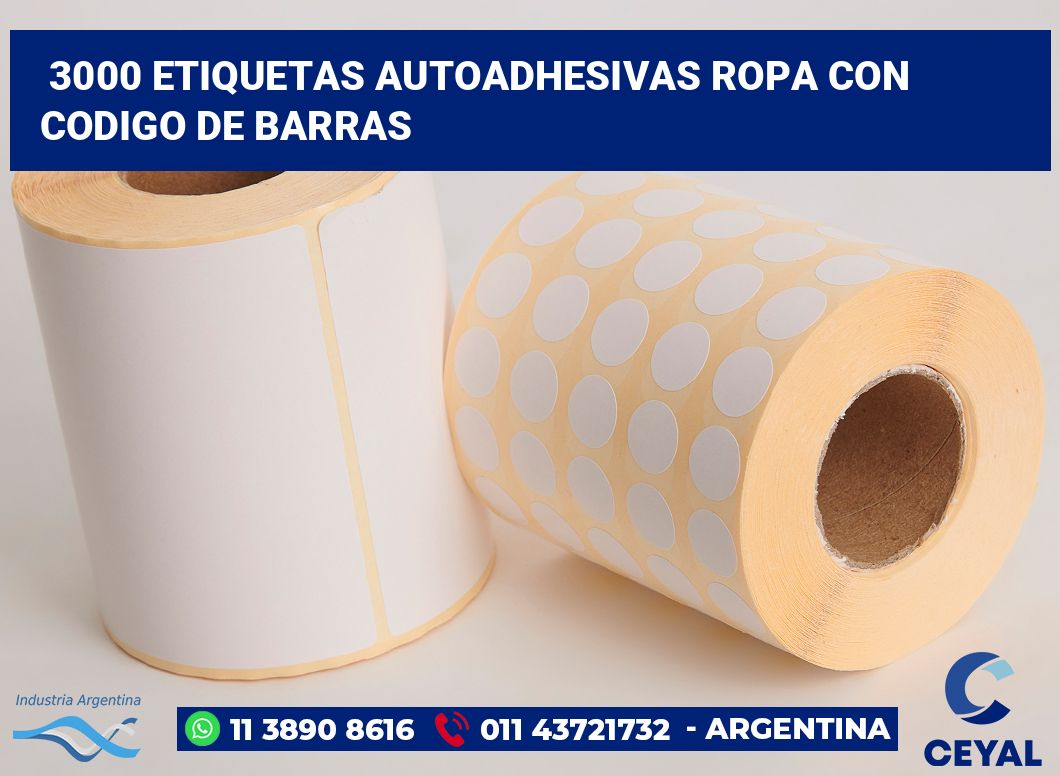 3000 Etiquetas autoadhesivas ropa con codigo de barras