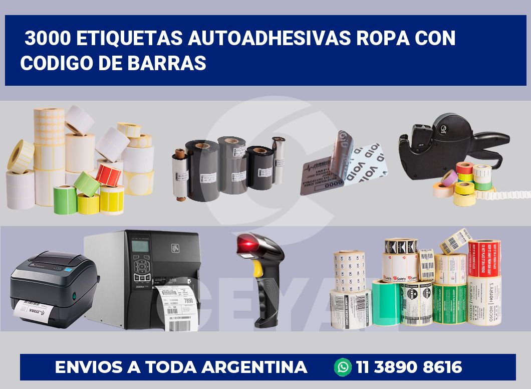 3000 Etiquetas autoadhesivas ropa con codigo de barras