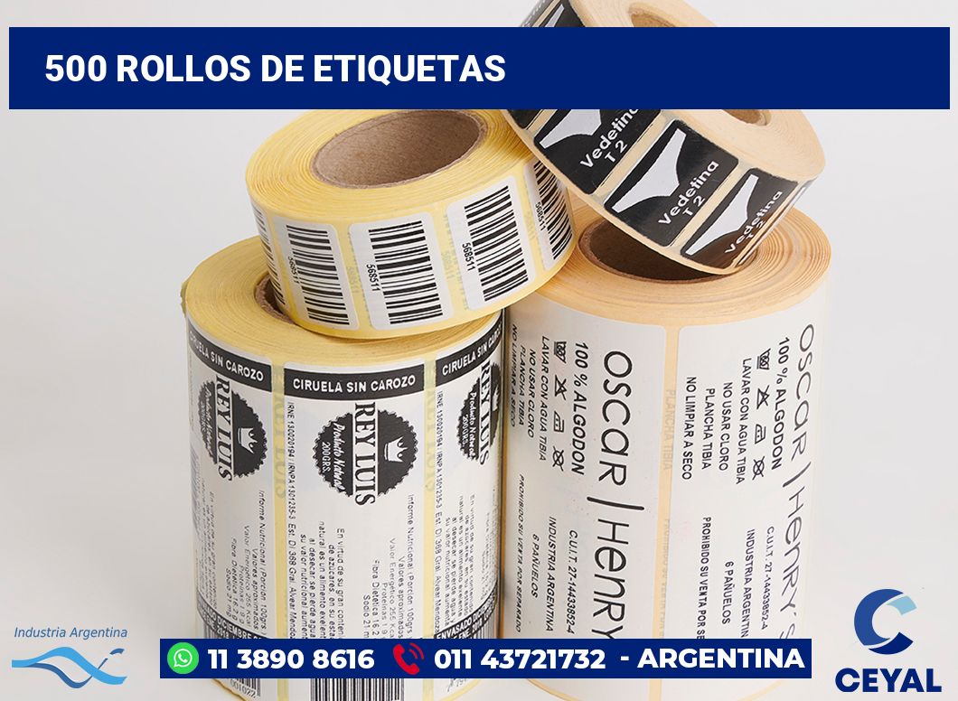 500 Rollos de etiquetas