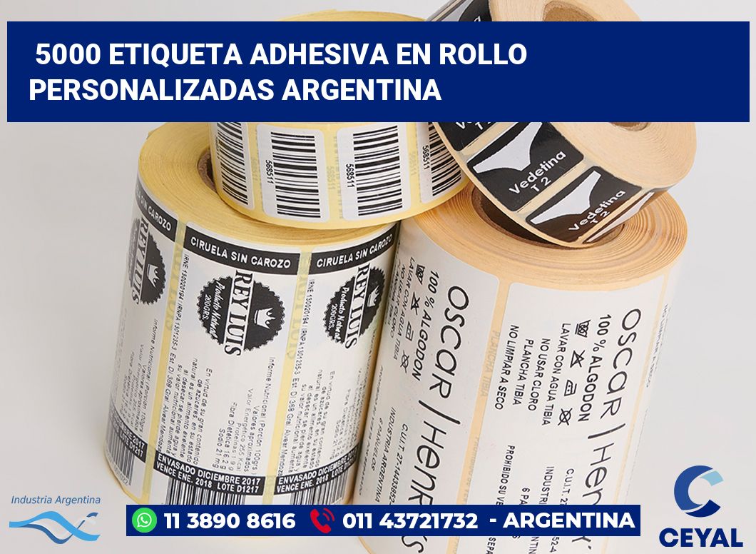 5000 Etiqueta adhesiva en rollo personalizadas argentina