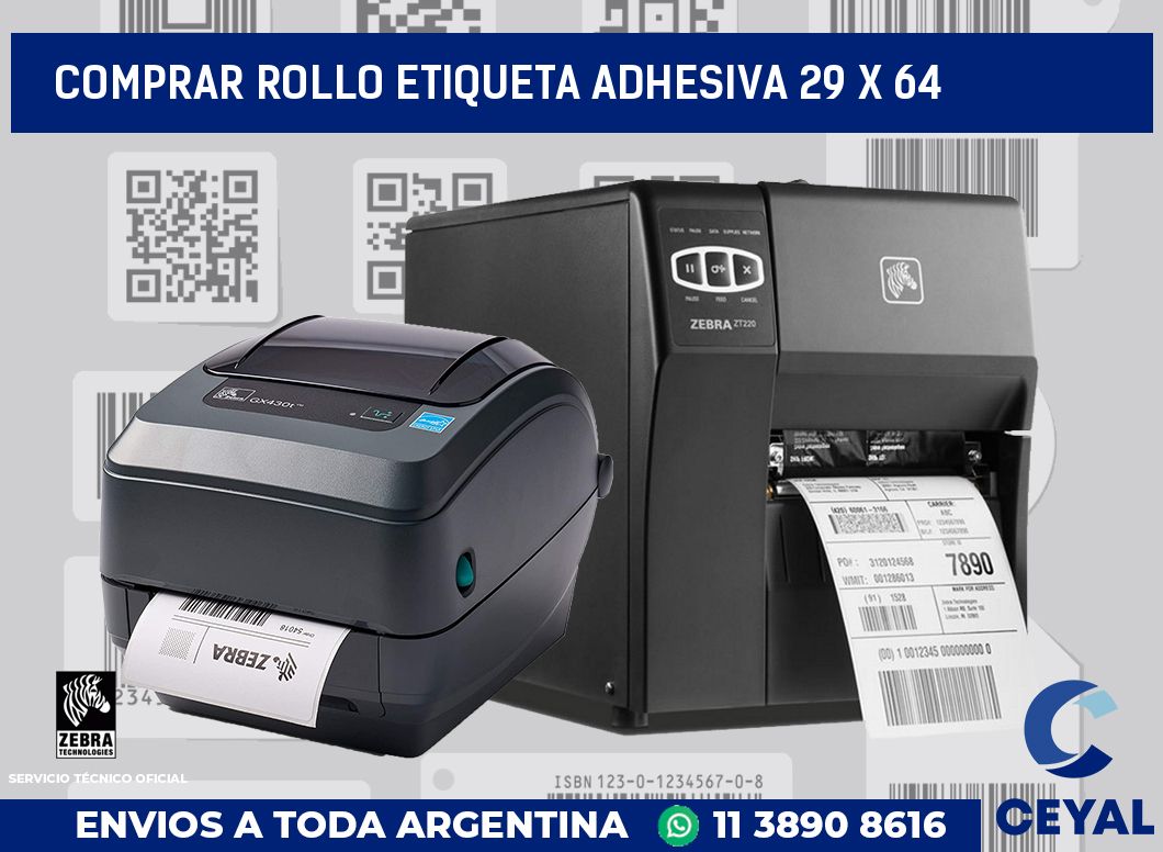 Comprar rollo etiqueta adhesiva 29 x 64