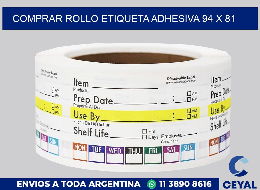 Comprar rollo etiqueta adhesiva 94 x 81