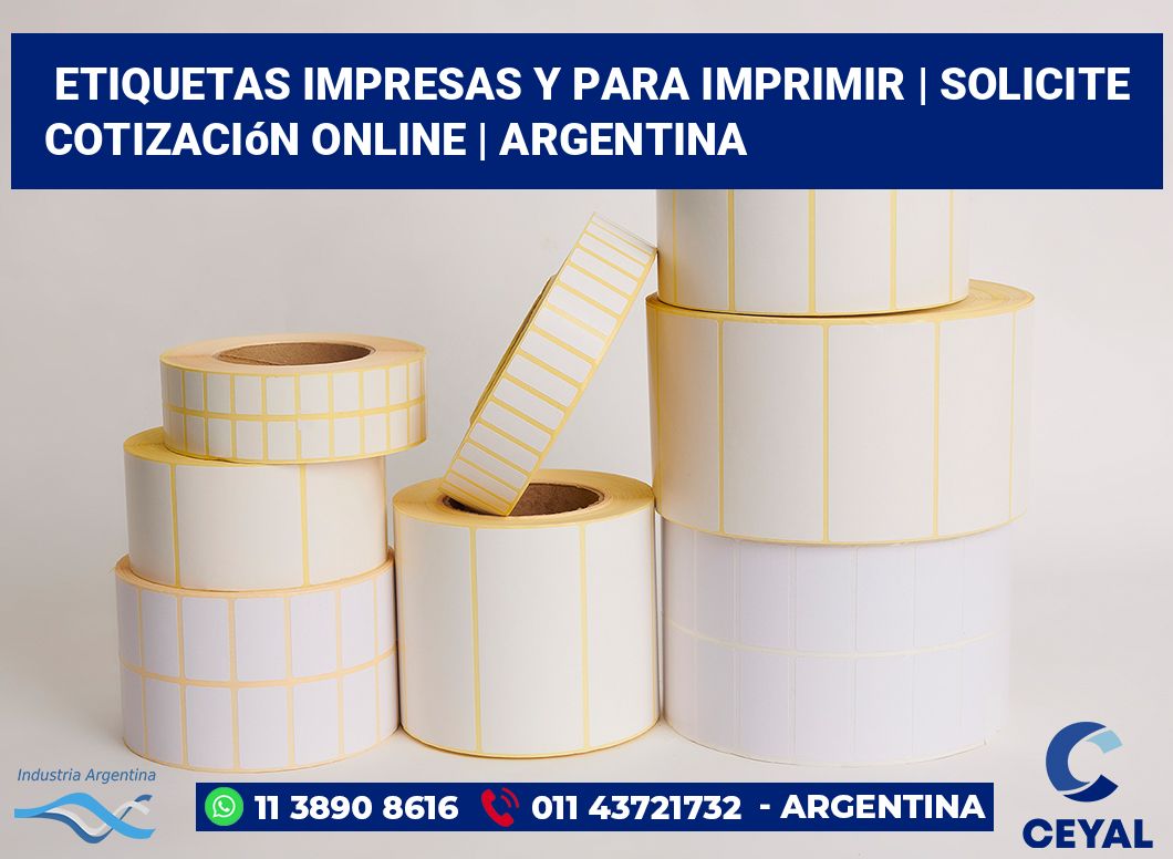 Etiquetas impresas y para imprimir | Solicite cotización online | Argentina