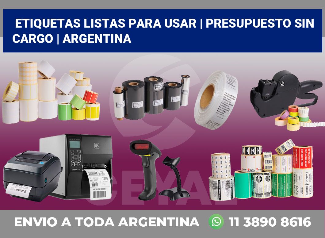 Etiquetas listas para usar | Presupuesto sin cargo | Argentina