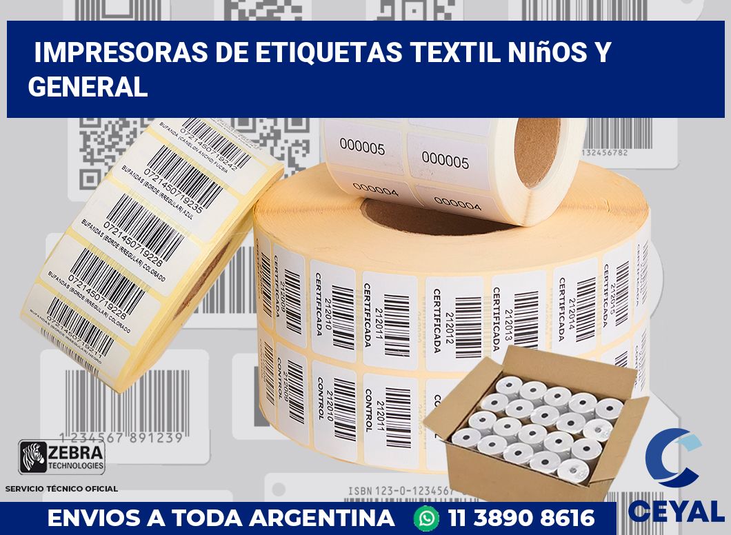 Impresoras de etiquetas textil niños y general