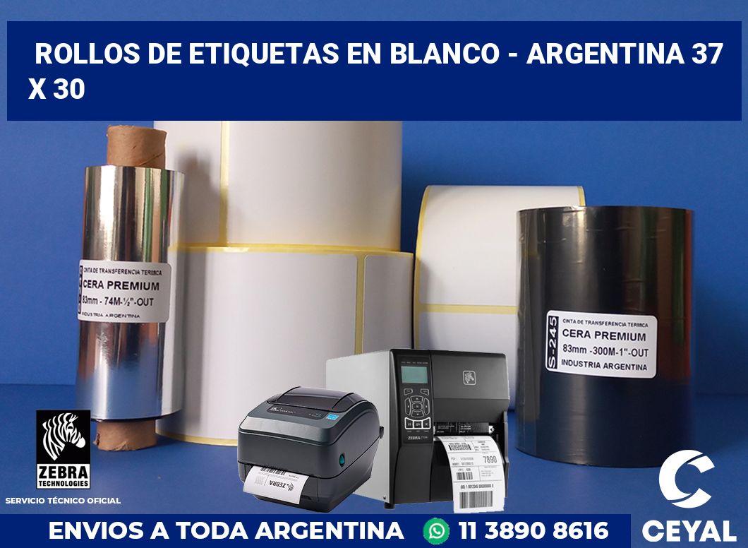 Rollos de etiquetas en blanco - Argentina 37 x 30